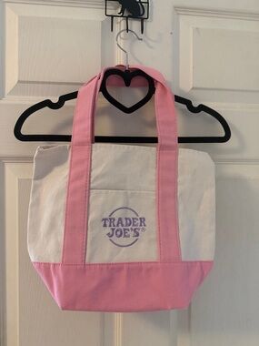 Trader Joe's Pink & White Canvas Tote